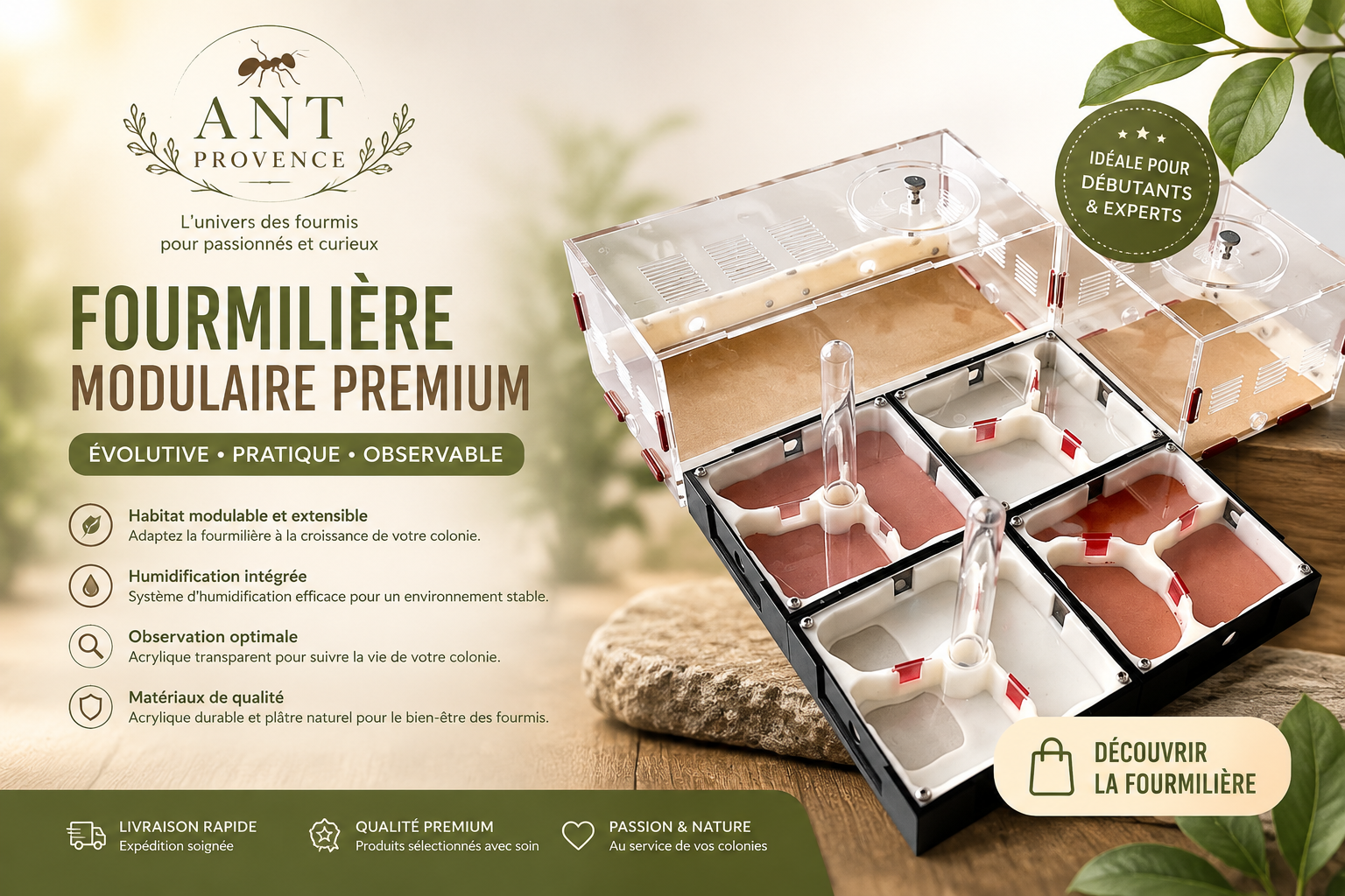 Fourmilière Modulaire Premium en Acrylique et Plâtre